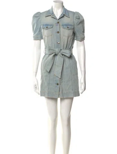 Pre-owned Retroféte Printed Mini Dress In Blue