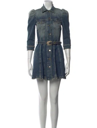 Pre-owned Retroféte Printed Mini Dress In Blue