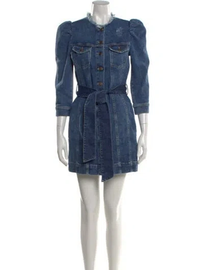 Pre-owned Retroféte Printed Mini Dress In Blue