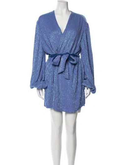 Pre-owned Retroféte Printed Mini Dress In Blue