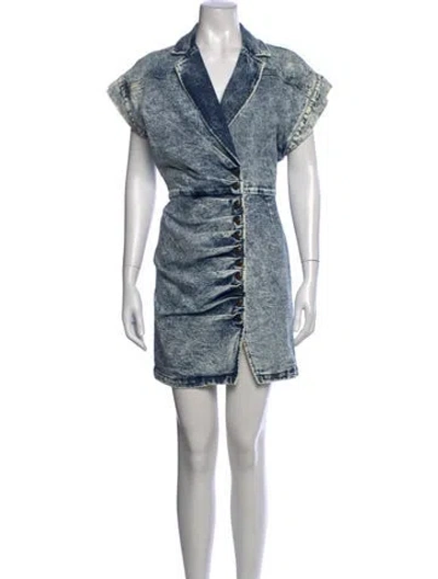 Pre-owned Retroféte Printed Mini Dress In Blue