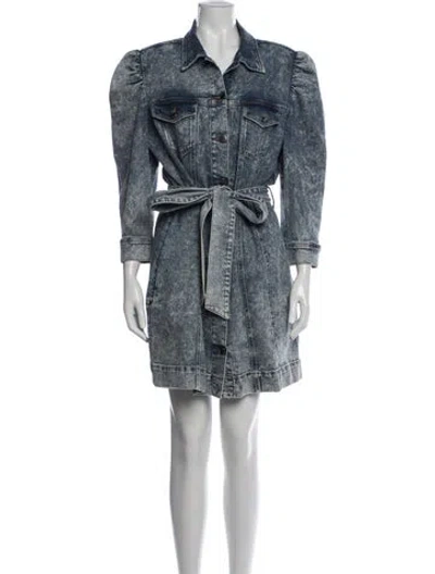 Pre-owned Retroféte Printed Mini Dress In Blue
