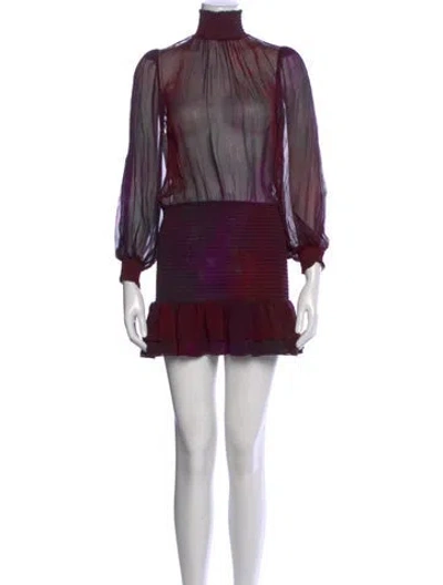 Pre-owned Retroféte Printed Mini Dress In Burgundy