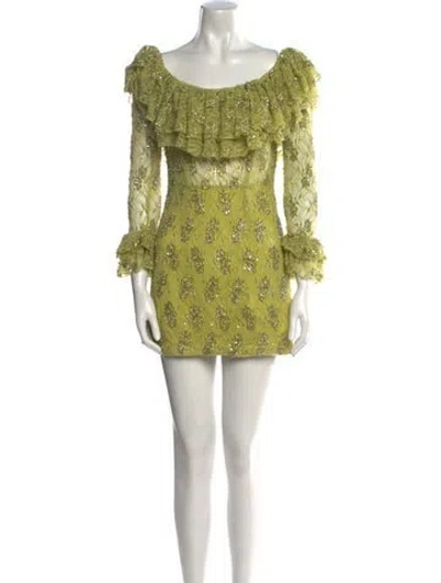 Pre-owned Retroféte Printed Mini Dress In Green