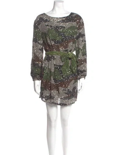 Pre-owned Retroféte Printed Mini Dress In Green