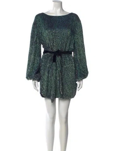 Pre-owned Retroféte Printed Mini Dress In Green