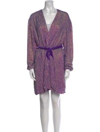 Pre-owned Retroféte Printed Mini Dress In Purple