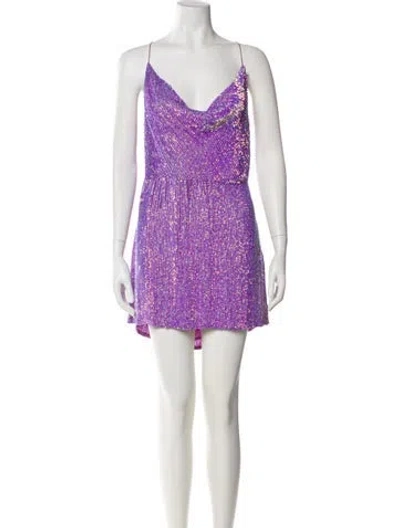 Pre-owned Retroféte Printed Mini Dress In Purple