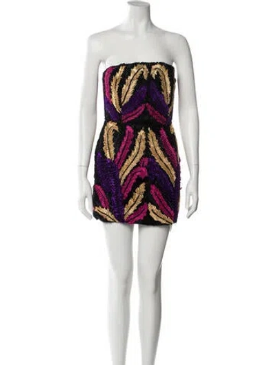 Pre-owned Retroféte Printed Mini Dress In Yellow