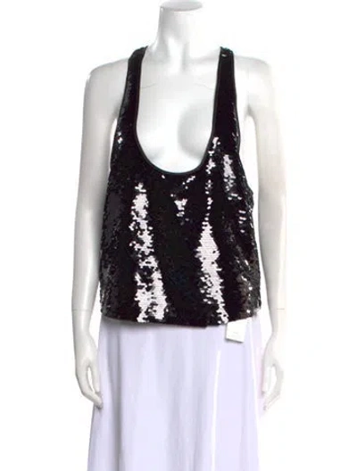 Pre-owned Retroféte Printed Scoop Neck Top W/ Tags In Black