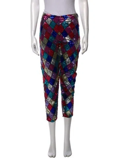 Pre-owned Retroféte Printed Skinny Leg Pants In Black