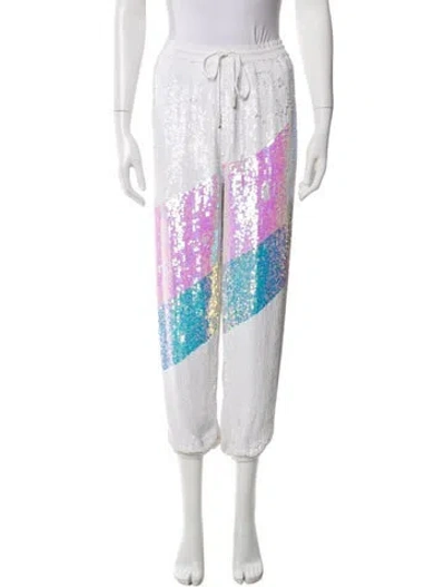 Pre-owned Retroféte Printed Skinny Leg Pants In White