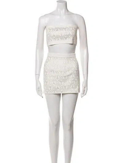 Pre-owned Retroféte Printed Skirt Set In White