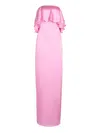 Retroféte Queenie Strapless Ruffled Satin Maxi Dress In Pink