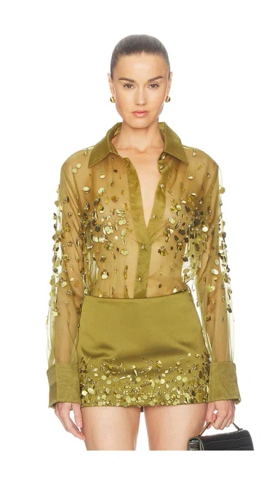 Retroféte Quilly Embroidered Blouse In Green