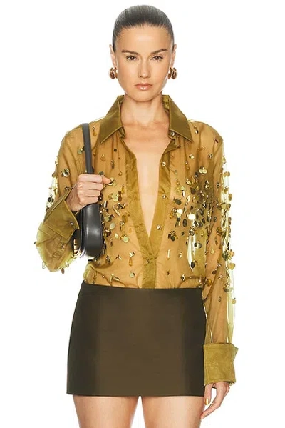 Retroféte Quilly Embroidered Blouse In Basil