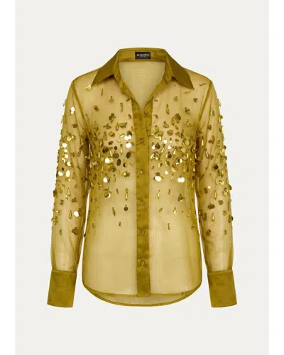 Retroféte Quilly Embroidered Blouse In Basil