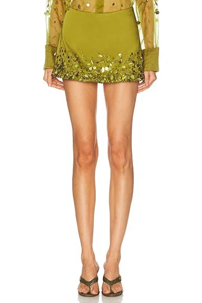 Retroféte Mini Skirt With Sequins And Rhinestones In Green