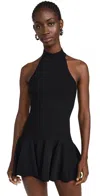 Retroféte Quinn Metallic Knit Backless Halter Mini Dress In Metallic Black