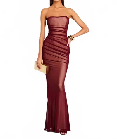 Retroféte Quintessa Strapless Mesh Dress In Burgundy