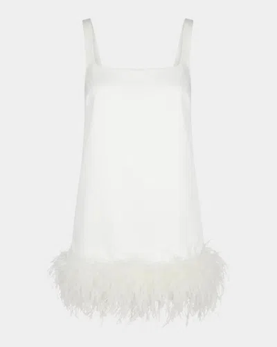 Retroféte Ragna Feather-trim Mini Dress In White