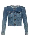 Retroféte Raw-cut Cropped Denim Jacket In Blue