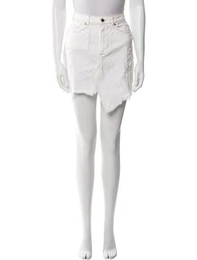 Pre-owned Retroféte Raw-edge Trim Knee-length Skirt In White