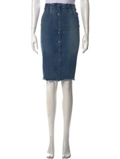 Pre-owned Retroféte Raw-edge Trim Midi Length Skirt In Blue