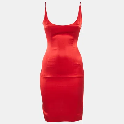 Pre-owned Retroféte Red Satin Silk Aries Dress Xs
