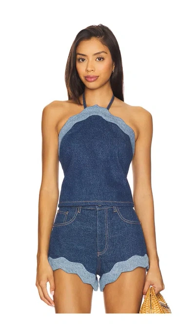 Retroféte Rhonda Denim Top In Blue