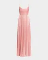 Retroféte Rhosyn Scoop-neck Pleated Lame Maxi Dress In Metallic Rose
