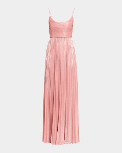Retroféte Rhosyn Scoop-neck Pleated Lame Maxi Dress In Multi
