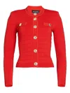 Retroféte Ribbed Gold-button Jacket In Red