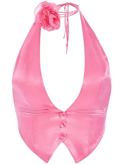 Retroféte Romy Floral-tie Vest In Pink