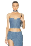 Retroféte Enzo Denim Top In Oasis