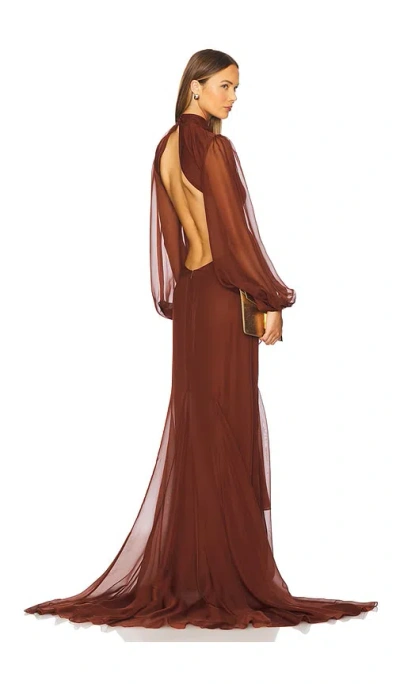 Retroféte Rosalinda Chiffon Dress In Brown