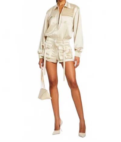Retroféte Rosanna Long Sleeve Romper In Champagne In Neutral