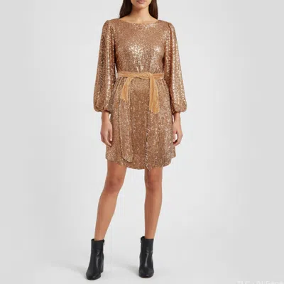 Pre-owned Retroféte Rose Gold Sequin Gabrielle Mini Dress Xs In Pink