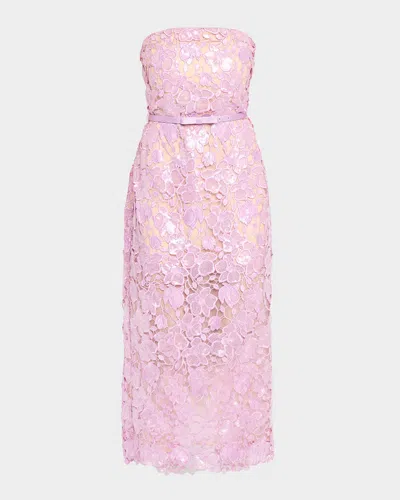 Retroféte Rowen Sequined Lace Midi Dress In Pink