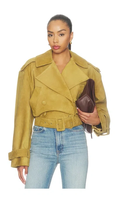 Retroféte Rubee Suede Coat In Green