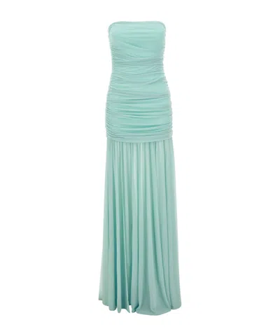 Retroféte Retrofete Ruched Strapless Dresses In Green
