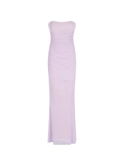 Retroféte Ruched-strapless Dress In Purple