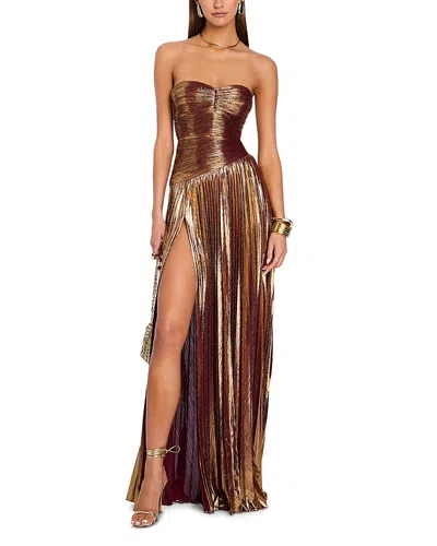 Retroféte Saba Strapless Pleated Gown In Multi