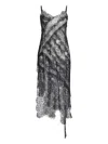 Retroféte Sabina Lace Asymmetric Midi Dress In Black