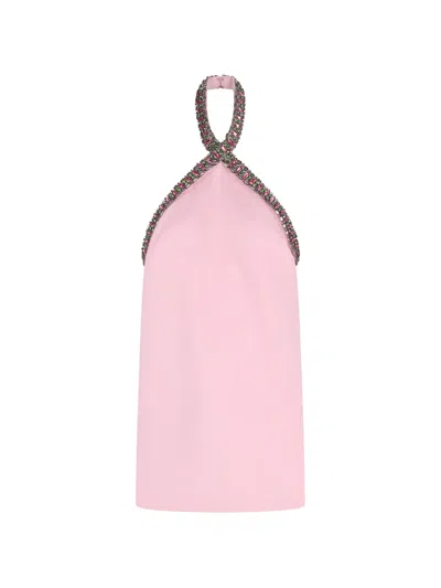 Retroféte Sabry Crystal-embellished Halterneck Dress In Pink