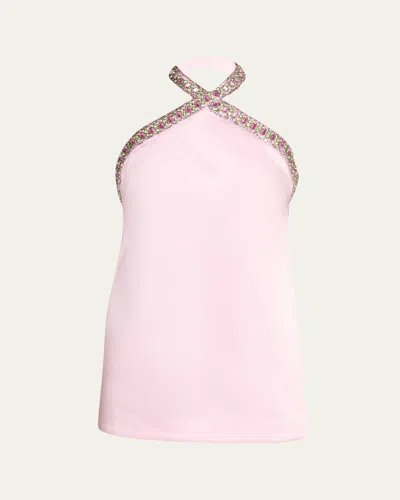 Retroféte Sabry Jeweled Halter Mini Dress In Pink