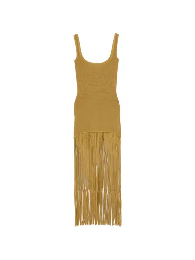 Retroféte Sadler Fringe-trimmed Dress In Brown