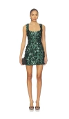 Retroféte Sadlyn Sequin-embellished Floral Mini Dress In Green