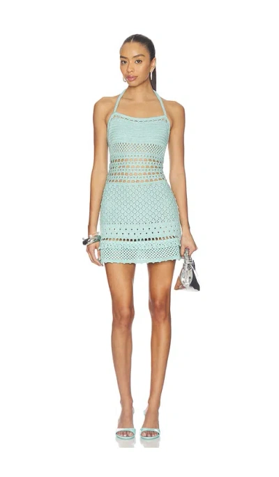 Retroféte Saffy Crochet Dress In Blue