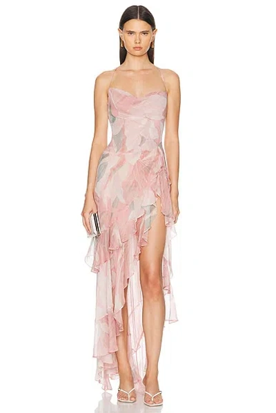 Retroféte Samara Dress In Dusty Pink Botanical